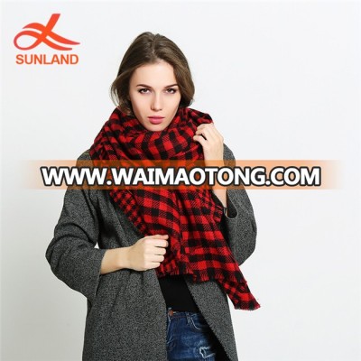 W3339 Winter Warm Scarf Winter Checked Wrap Shawl Women's Tartan Plaid Blanket Scarf