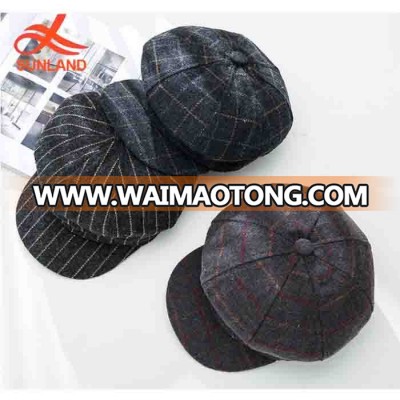 4281 new women casual black white plaid french beret hat cap elegant wholesale painter caps