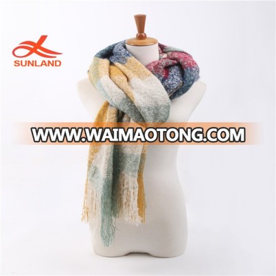 W3345 Winter Cape Scarf Wrap Big Grid Winter Warm Lattice Large Scarf Women's Fashion Long Shawl