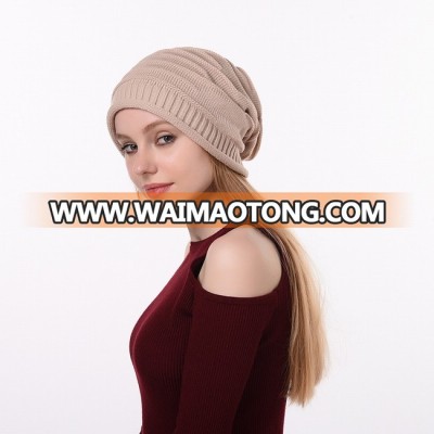 S4256 fashion 2018 womens ladies winter hats ski knit skull oversize women beanie cap baggy slouch beanie for wholesale