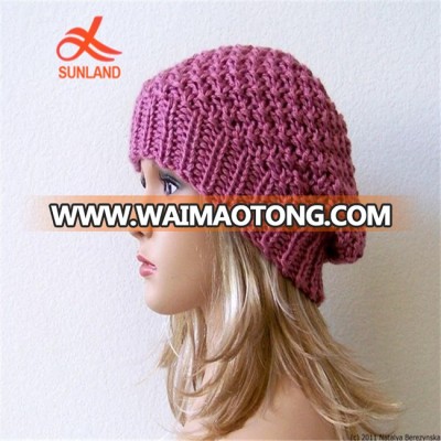 W2563 Slouchy Beanie Pattern Knit Hat Slouchy Hat Pattern