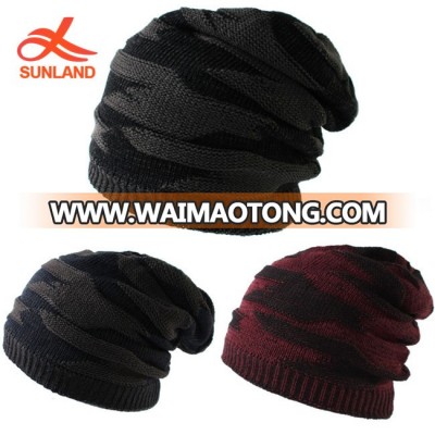 W2591 Unisex Stretch Elastic Sloch Winter Baggy Beanie Hat Men's Warm Knitted Skull Cap