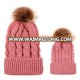 Mommy And Baby Matching Outfit Knitting Outside Keep Warm Faux Fur Pom Pom Family Beanie Hat