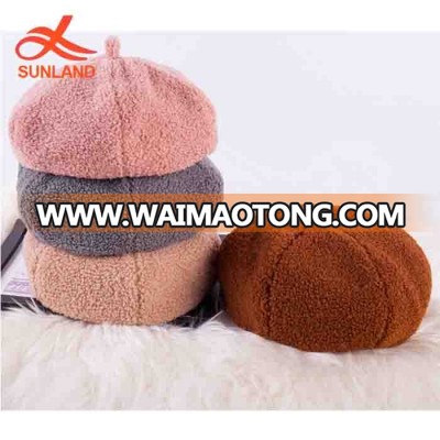 4280 new fashion lady winter knitted cashmere beret hats hot sale autumn women painter caps