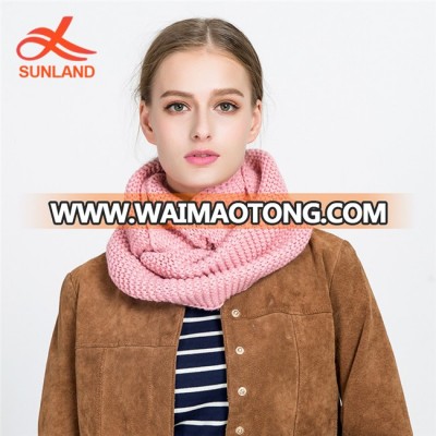 W3343 Circle Loop Women's Plaid Print Infinity Scarf Thick Winter Knitted Circle Loop Scarf