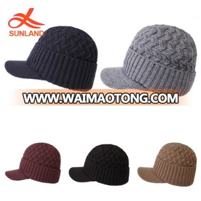 W2586  Skull Caps Knit Cap Hat Mens Slouch Fleece Winter Visor Beanie