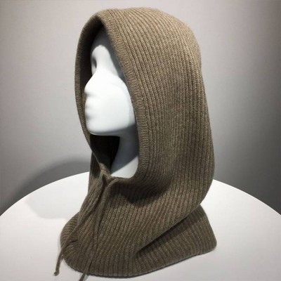 S4138 Winter Pullover Cable Knit Loop Tube Infinity Hooded Cowl Scarf Ski Hat Knitted Crochet Hood Scarf Hats