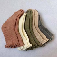 New Arrive Cute Tube Baby Socks Pure Color Vertical Stripes Baby Socks With Ruffle