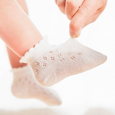 S3855 Hollow Cotton Tube Socks Thin Soft Ankle Socks Short Mesh Baby Socks For Baby Infant Kids Girls Boys